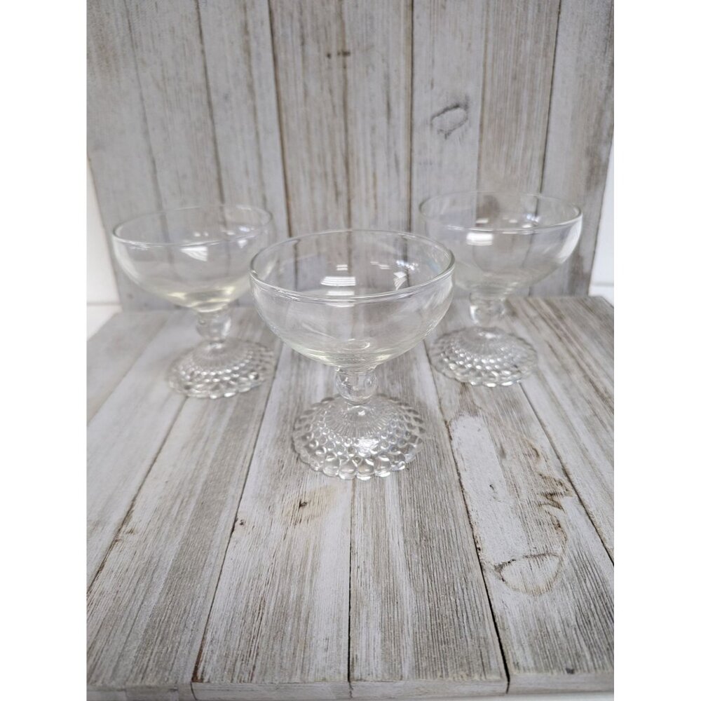 Anchor Hocking Bubble Foot Champagne Glasses 4" Stemmed Set of 3